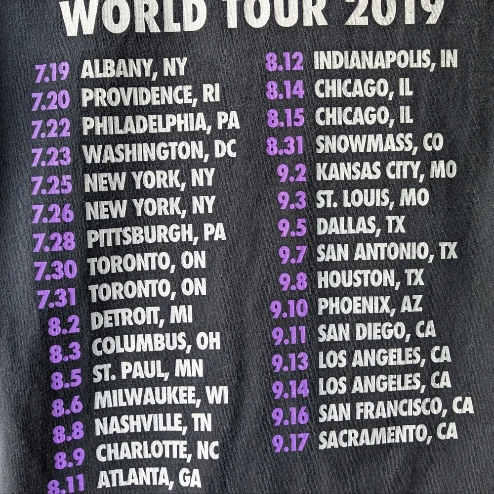 John Mayer World Tour 2019 Concert T-Shirt Size Small Black 100% Cotton